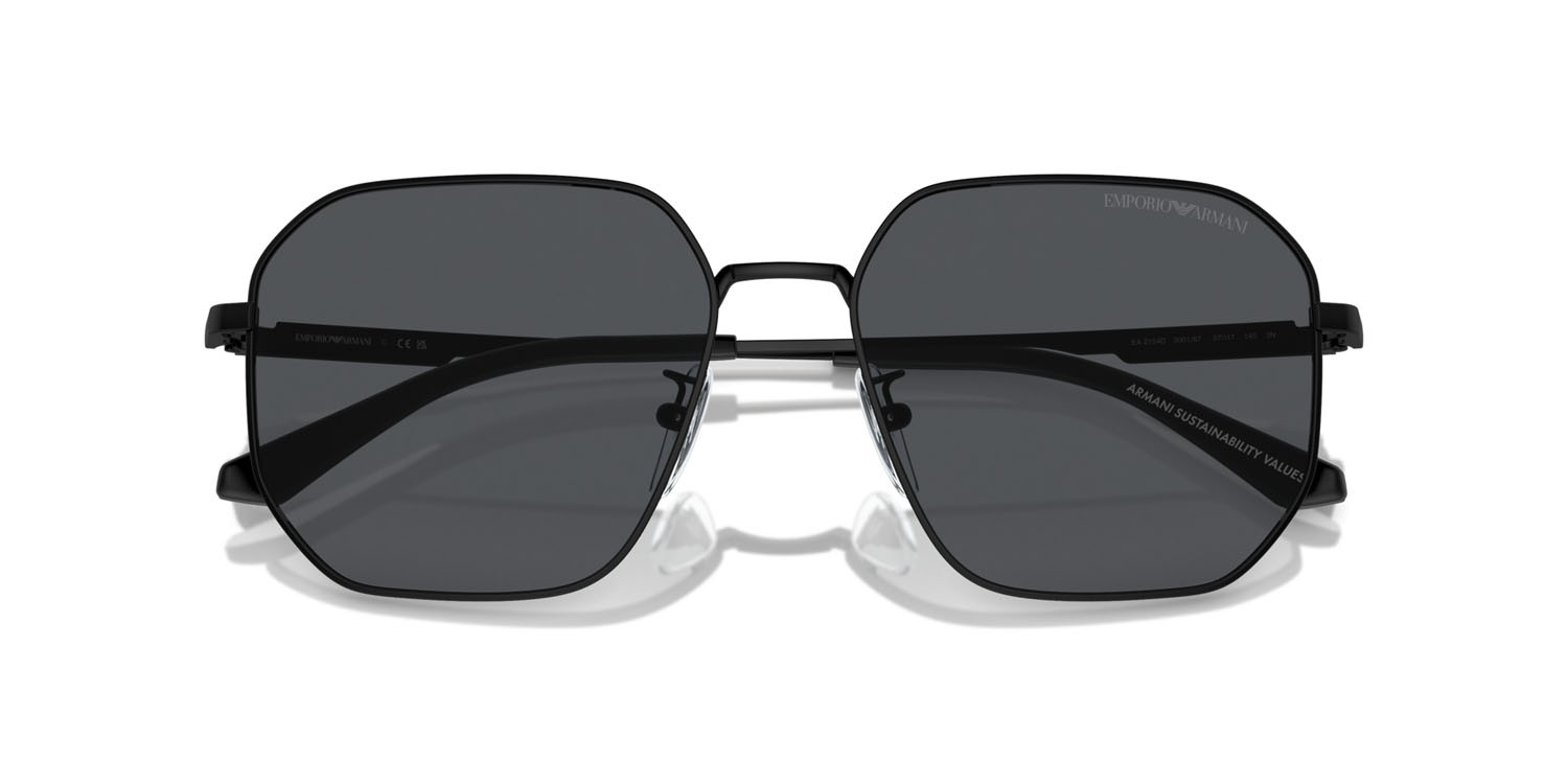 Occhiali da sole Emporio Armani EA 2154D (300187) colore nero opaco forma aviator lenti grigio scuro