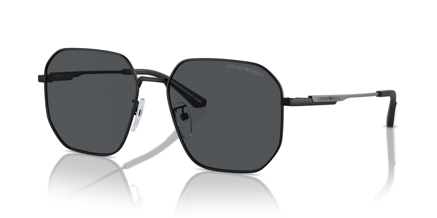 Occhiali da sole Emporio Armani EA 2154D (300187) colore nero opaco forma aviator lenti grigio scuro