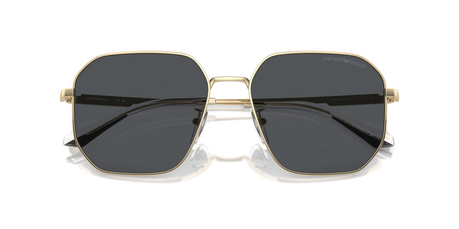 Occhiali da sole Emporio Armani EA 2154D (301387) colore oro pallido lucido forma aviator lenti grigio scuro