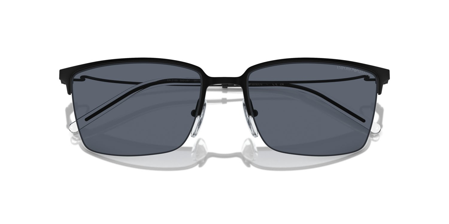 Occhiali da sole Emporio Armani EA 2155 (300187) colore nero opaco forma quadrato lenti grigio scuro