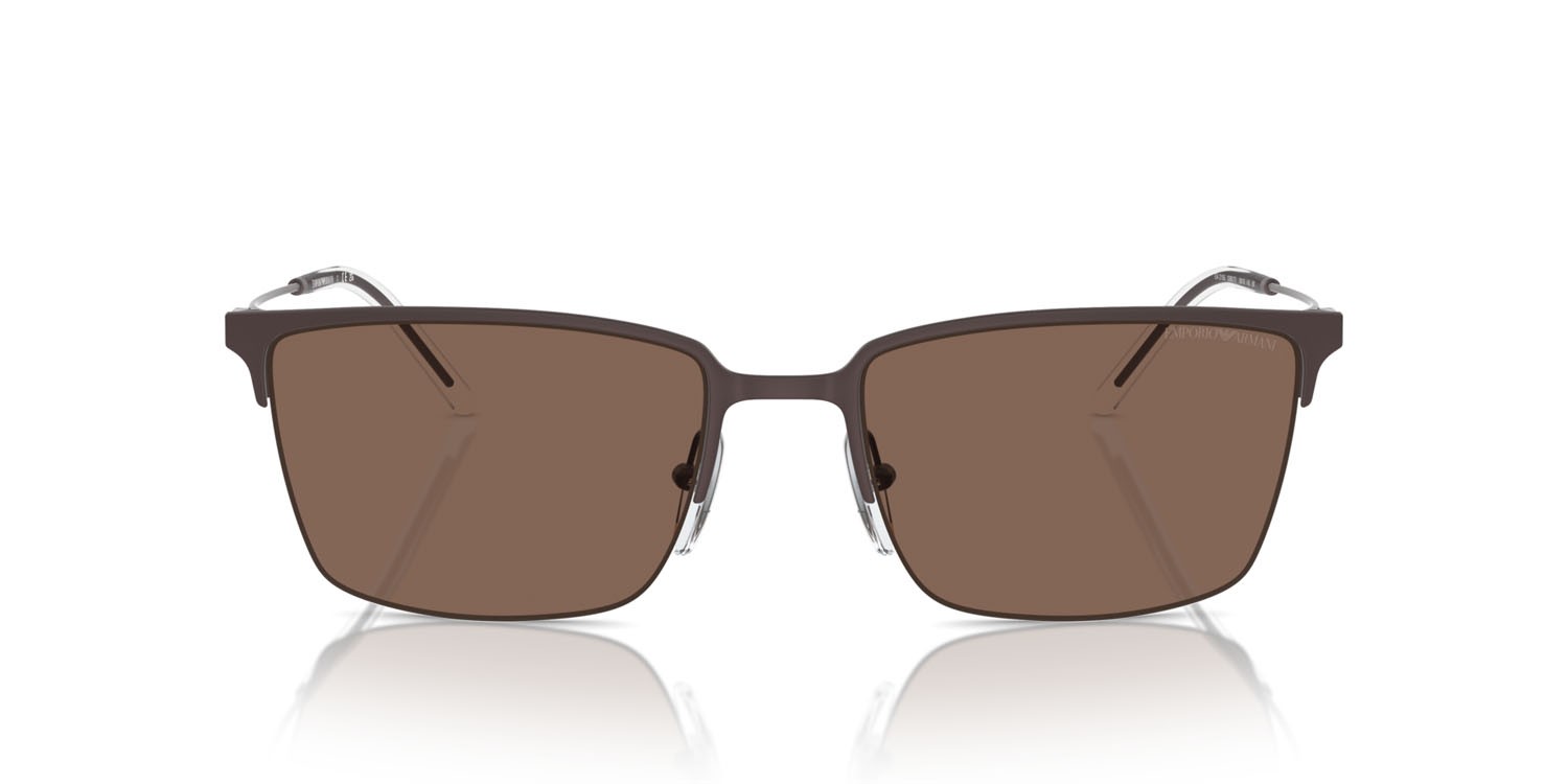 Occhiali da sole Emporio Armani EA 2155 (338073) colore marrone opaco forma quadrato lenti marrone scuro