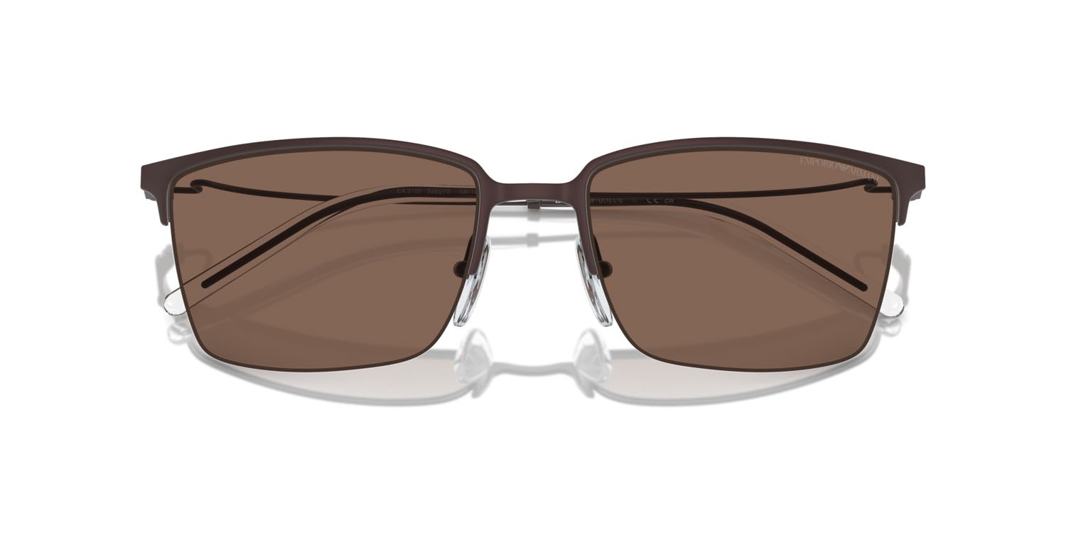 Occhiali da sole Emporio Armani EA 2155 (338073) colore marrone opaco forma quadrato lenti marrone scuro