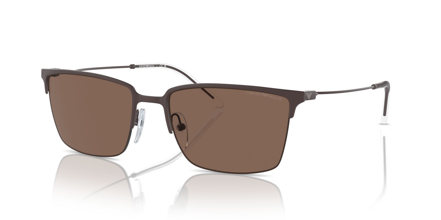 Occhiali da sole Emporio Armani EA 2155 (338073) colore marrone opaco forma quadrato lenti marrone scuro