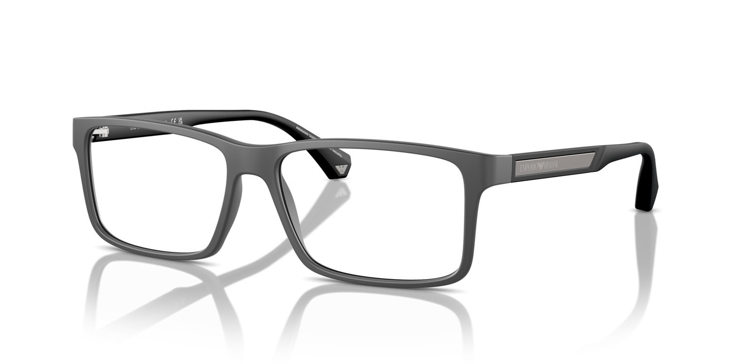 Occhiali da vista Emporio Armani EA 3038 (5126) colore grigio scuro opaco forma rettangolare lenti lente demo