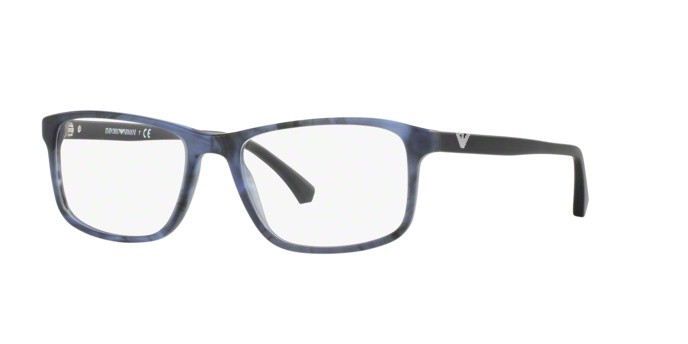Brillen Emporio Armani EA 3098 (5549) farbe matte striped blue form rechteckig gläser demo lens