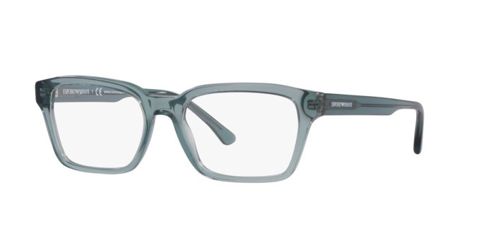 Brillen Emporio Armani EA 3192 (5911) farbe shiny transparent blue form rechteckig gläser demo lens