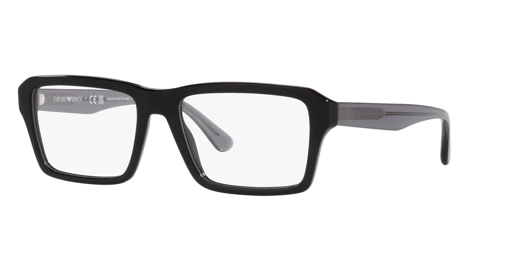 Brillen Emporio Armani EA 3206 (5017) farbe nero lucido form rechteckig gläser lente demo