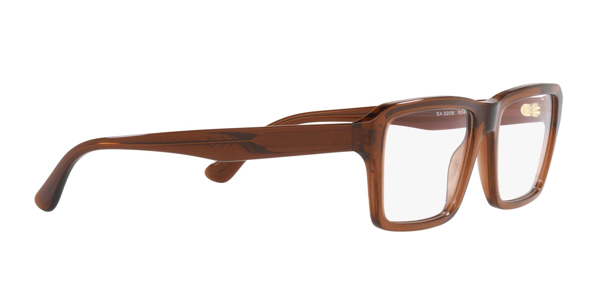 Eyeglasses Emporio Armani EA 3206 (5044) color marrone trasparente lucido shape rectangle lenses lente demo