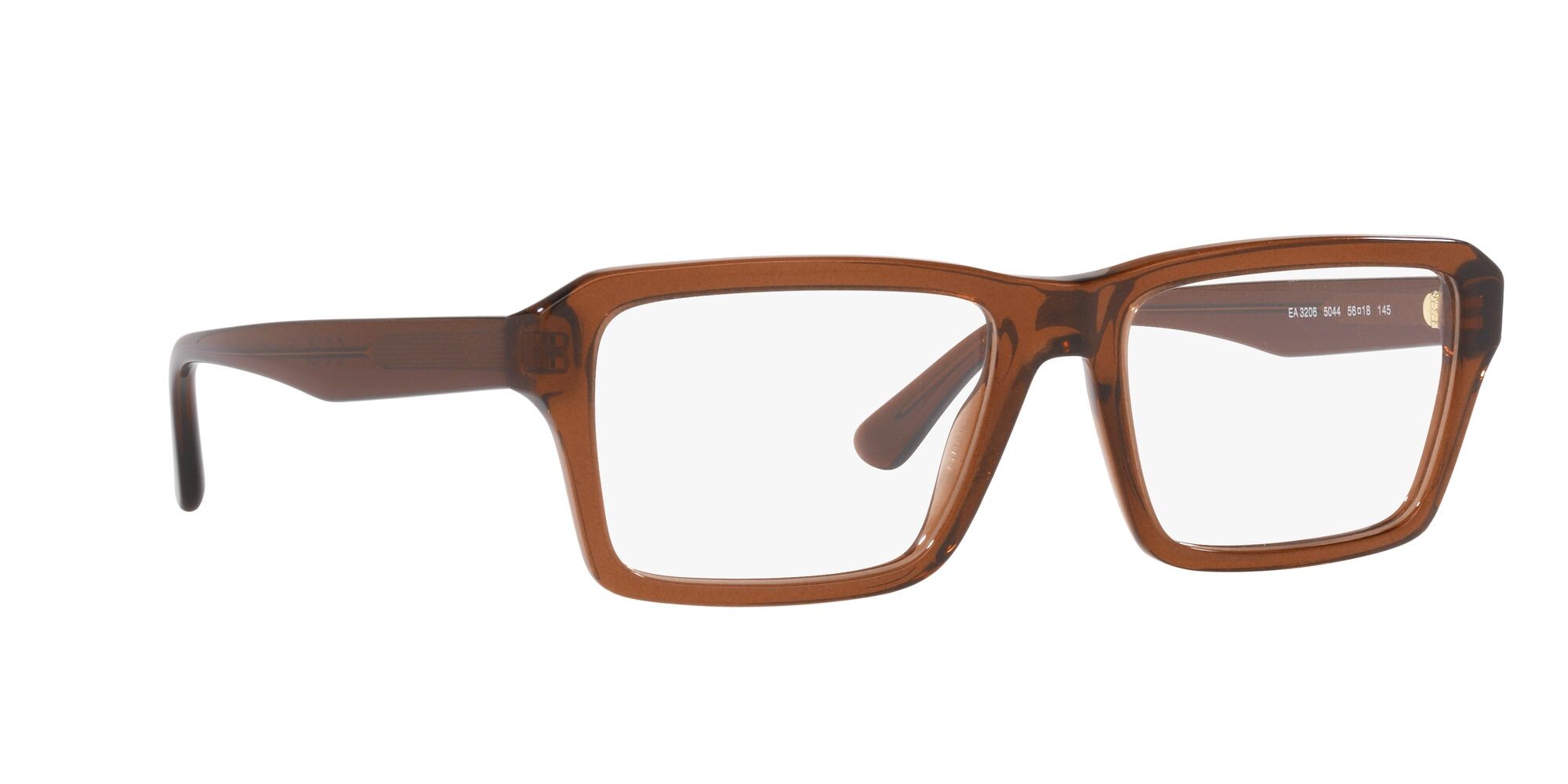 Eyeglasses Emporio Armani EA 3206 (5044) color marrone trasparente lucido shape rectangle lenses lente demo
