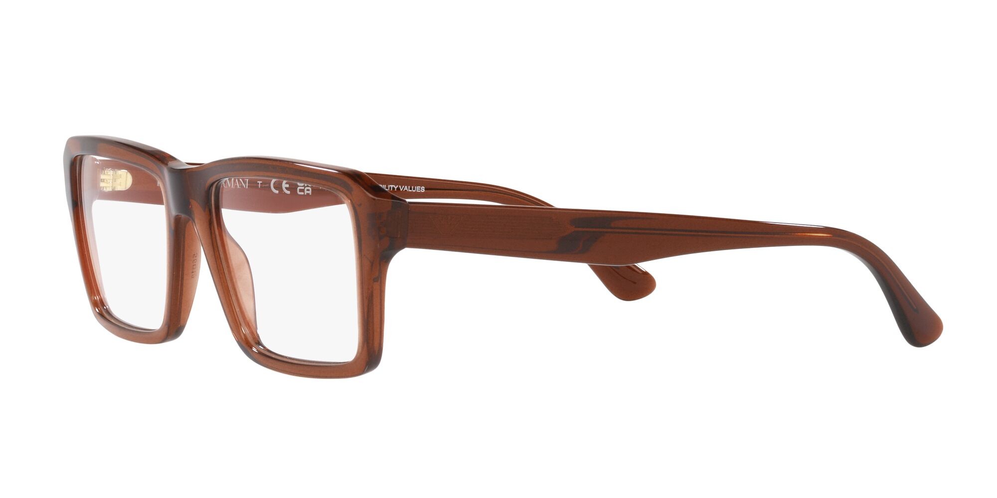 Eyeglasses Emporio Armani EA 3206 (5044) color marrone trasparente lucido shape rectangle lenses lente demo