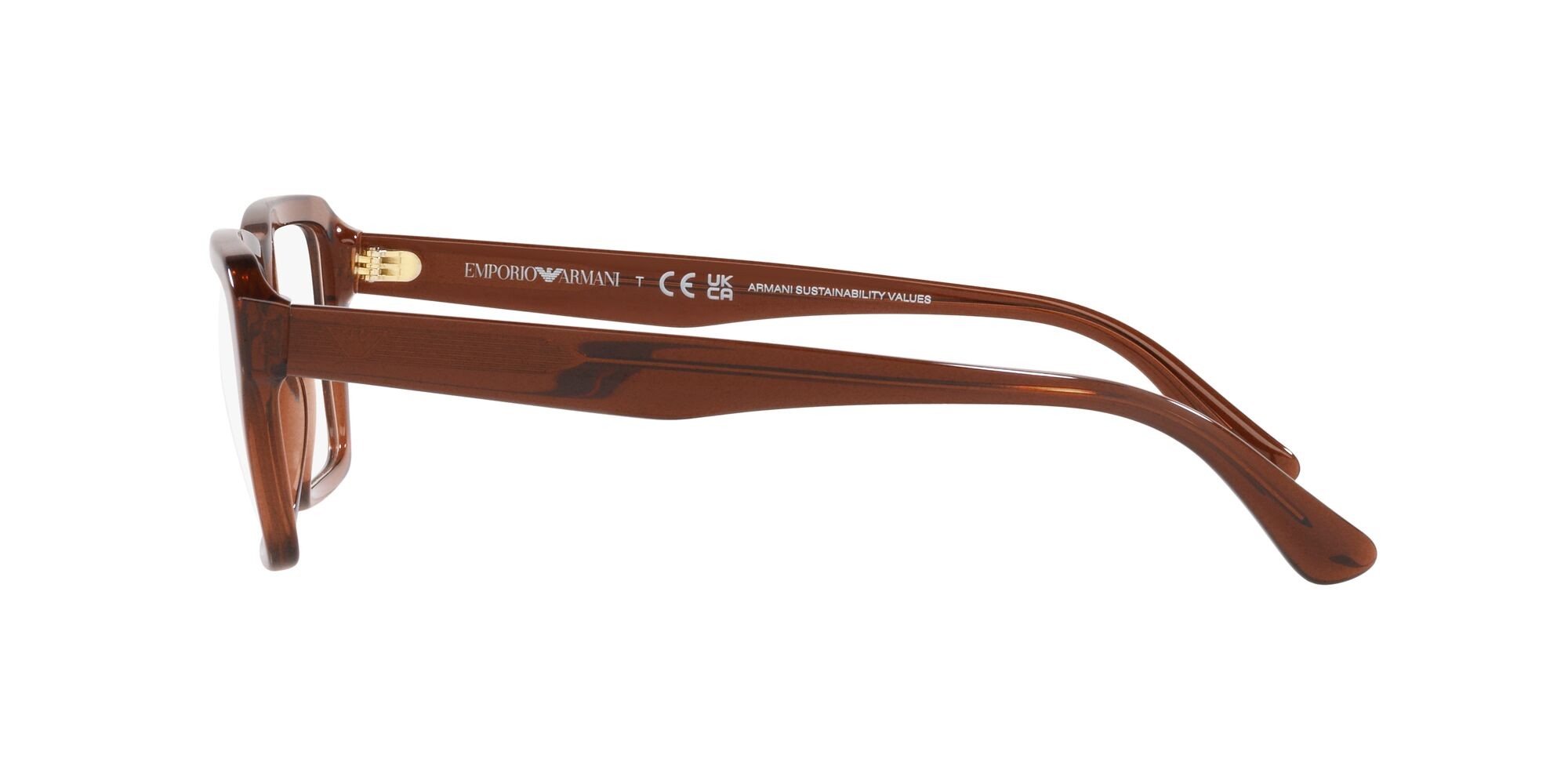 Eyeglasses Emporio Armani EA 3206 (5044) color marrone trasparente lucido shape rectangle lenses lente demo