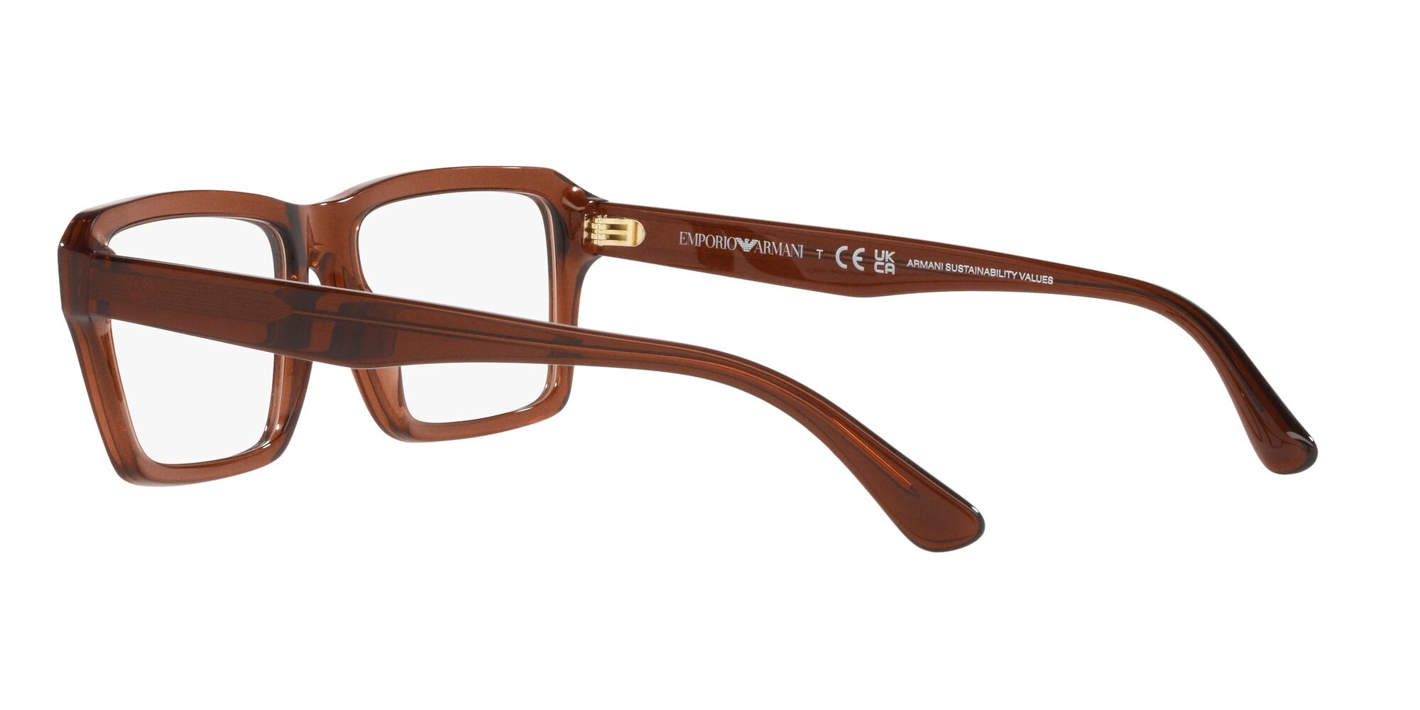 Eyeglasses Emporio Armani EA 3206 (5044) color marrone trasparente lucido shape rectangle lenses lente demo