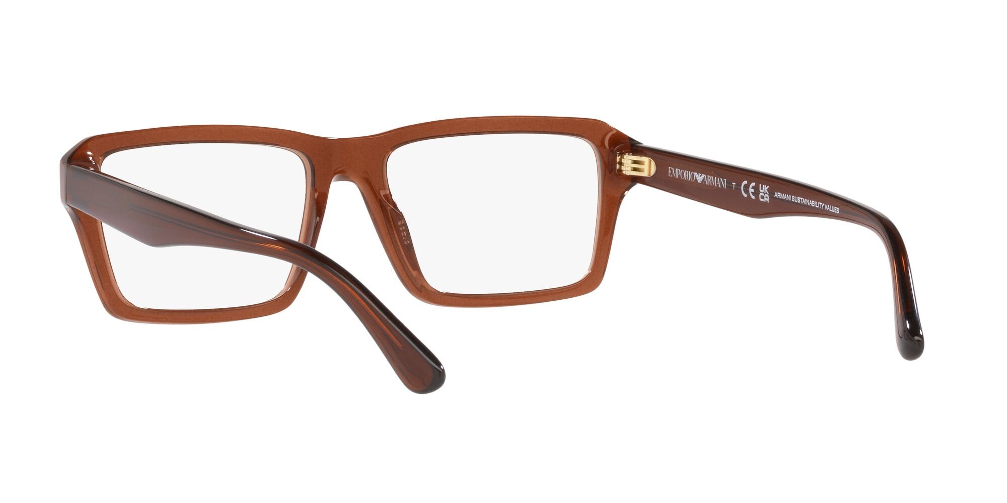 Eyeglasses Emporio Armani EA 3206 (5044) color marrone trasparente lucido shape rectangle lenses lente demo
