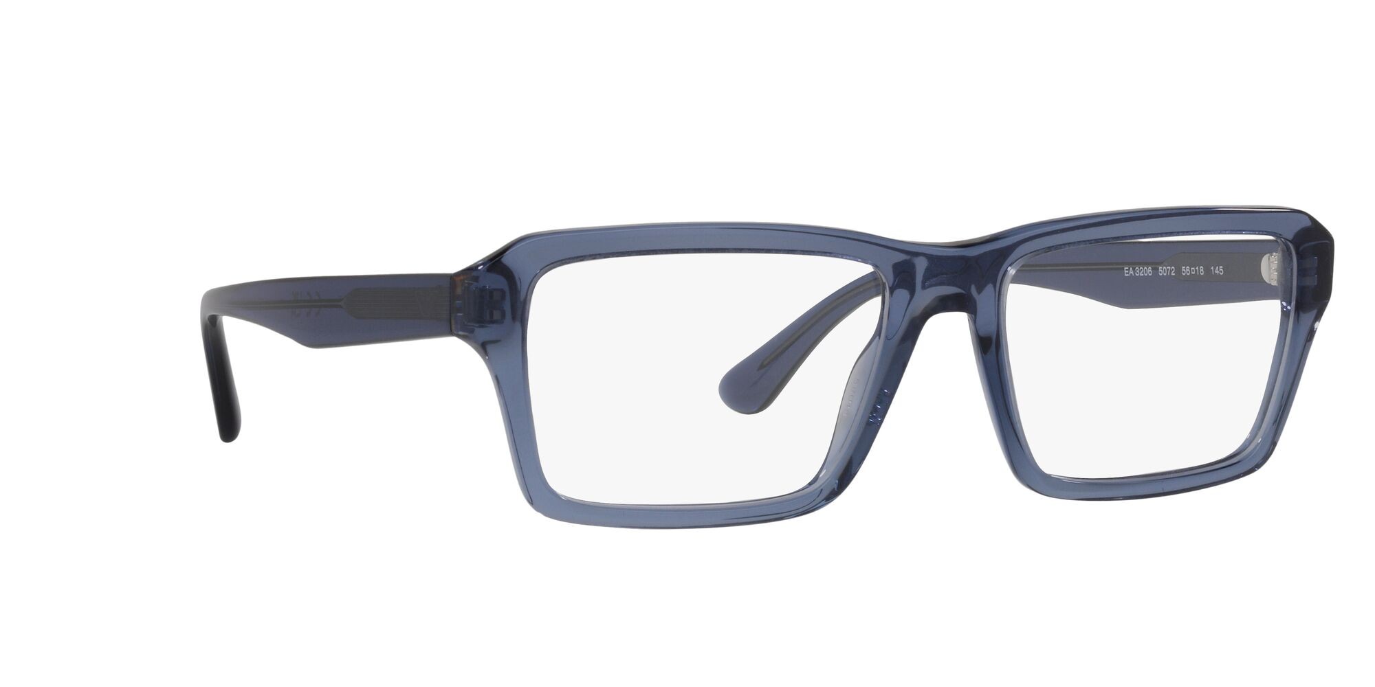 Occhiali da vista Emporio Armani EA 3206 (5072) colore blu trasparente lucido forma rettangolare lenti lente demo