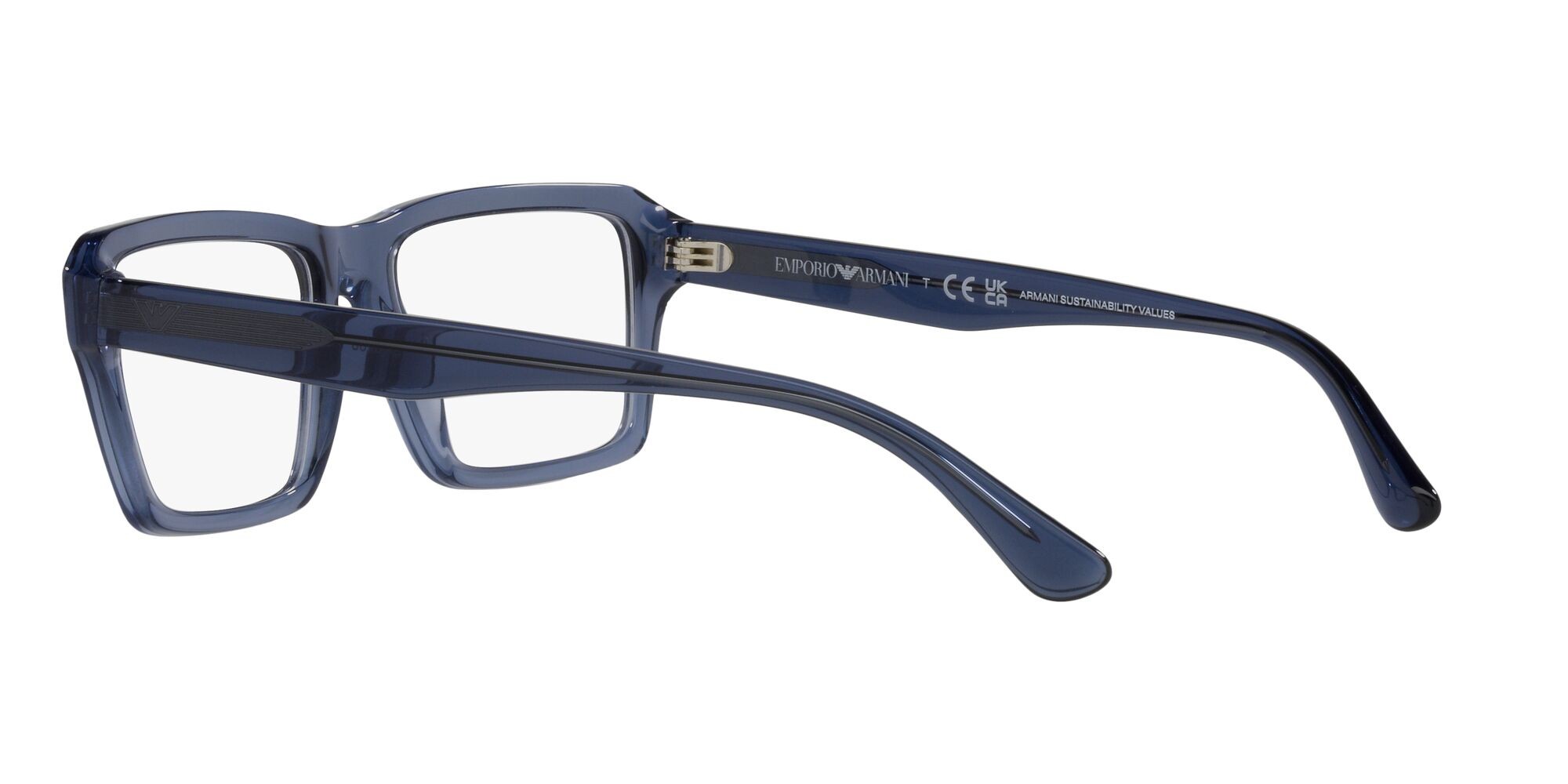 Occhiali da vista Emporio Armani EA 3206 (5072) colore blu trasparente lucido forma rettangolare lenti lente demo