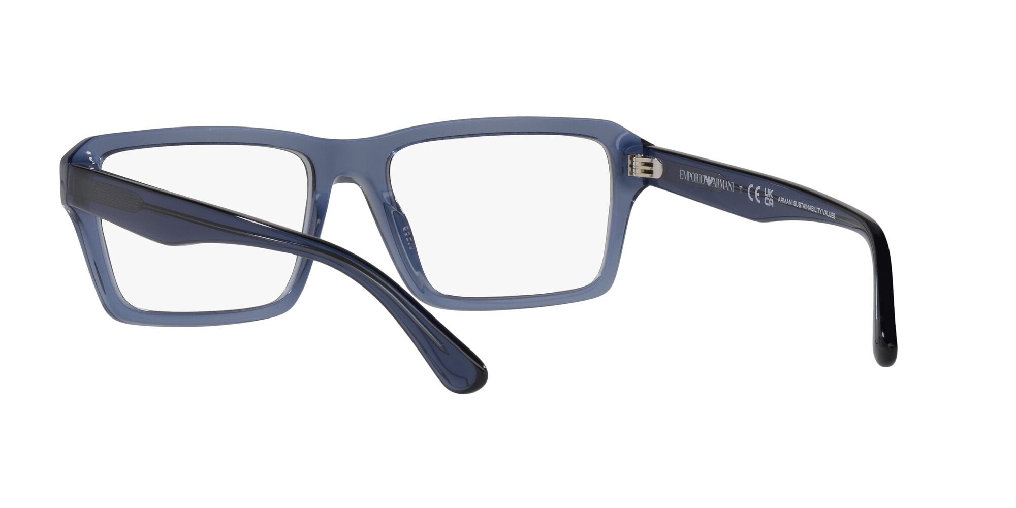 Occhiali da vista Emporio Armani EA 3206 (5072) colore blu trasparente lucido forma rettangolare lenti lente demo