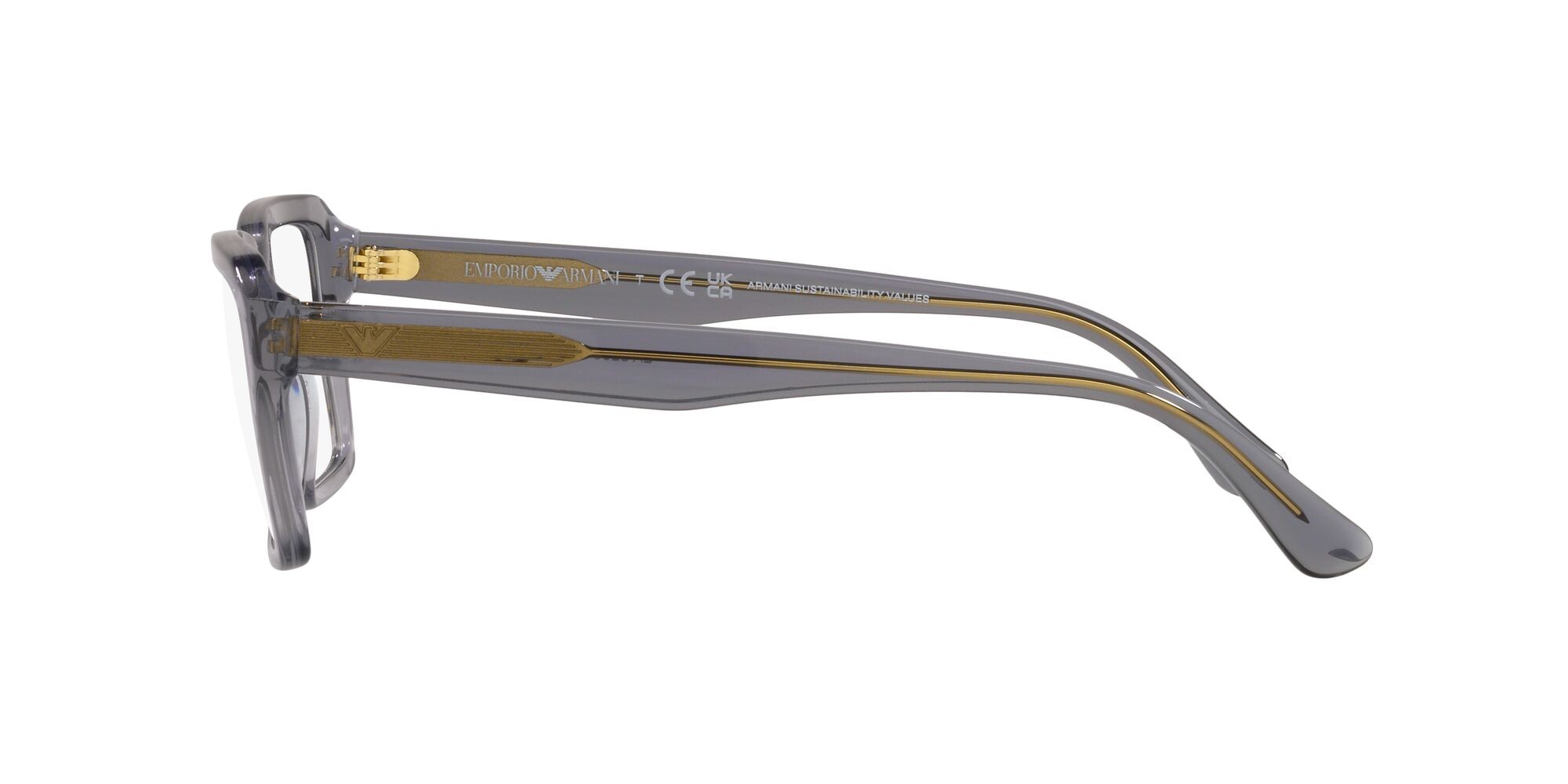 Brillen Emporio Armani EA 3206 (5075) farbe grigio trasparente lucido form rechteckig gläser lente demo