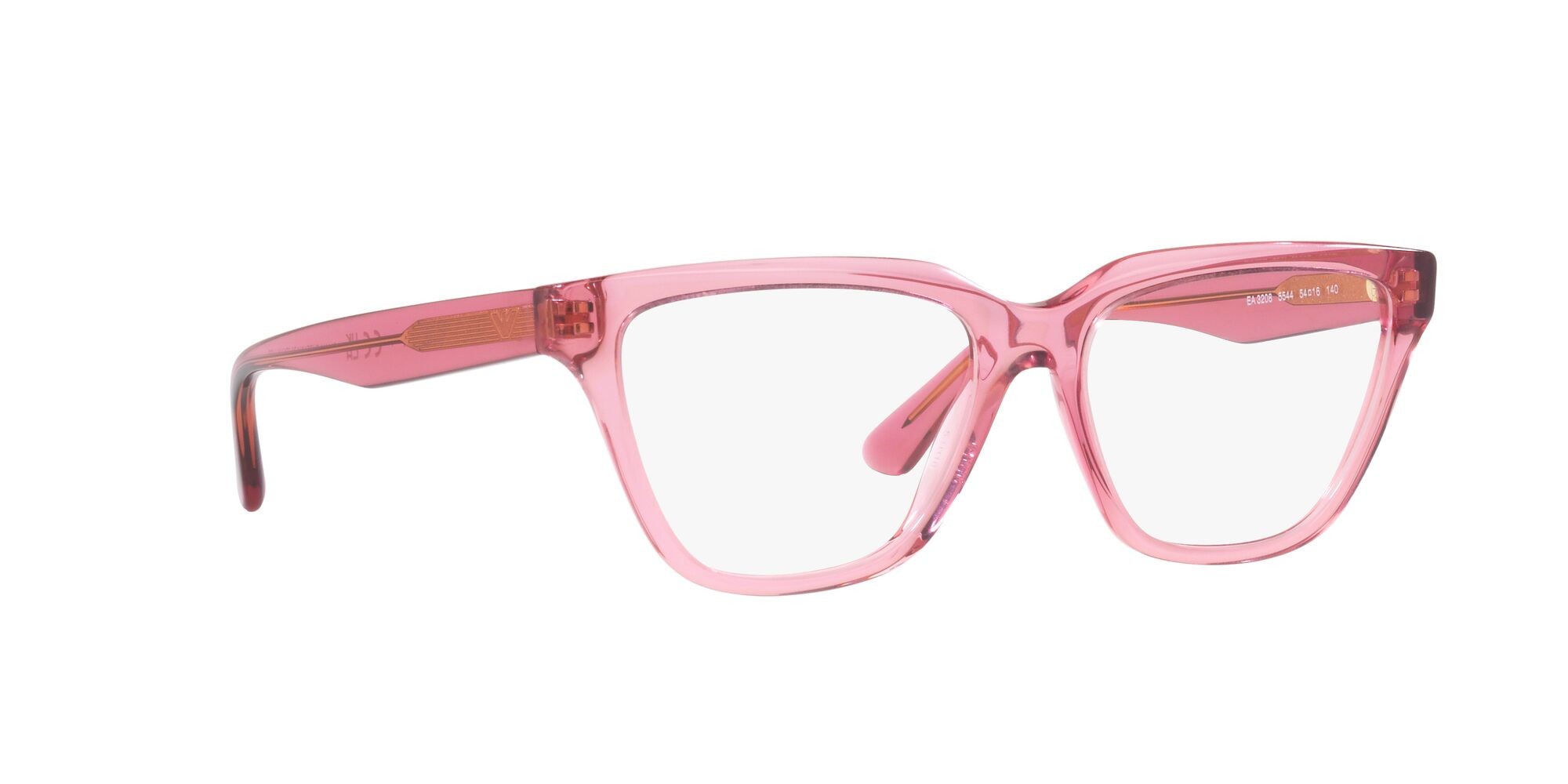 Brillen Emporio Armani EA 3208 (5544) farbe rosa trasparente lucido form cat-eye gläser lente demo