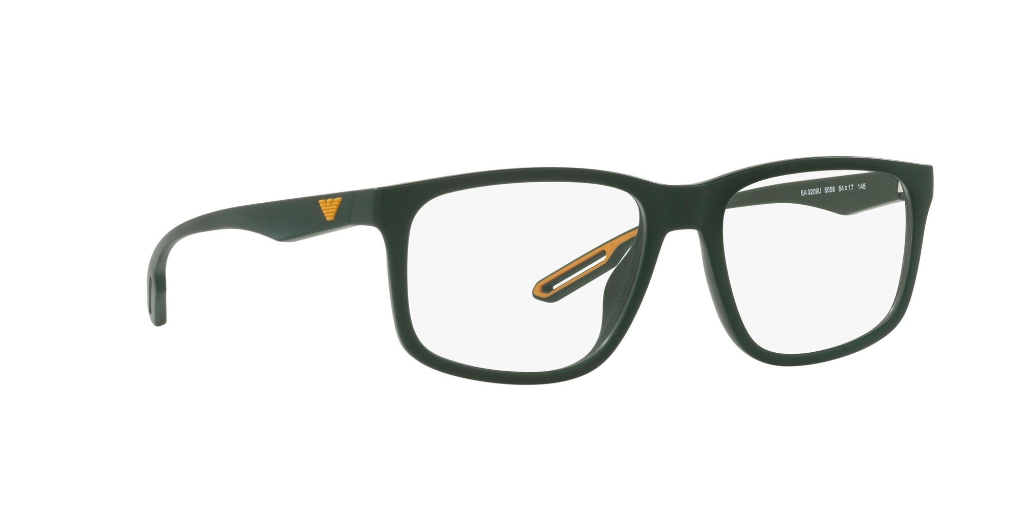 Brillen Emporio Armani EA 3209U (5058) farbe verde opaco form quadratisch gläser lente demo