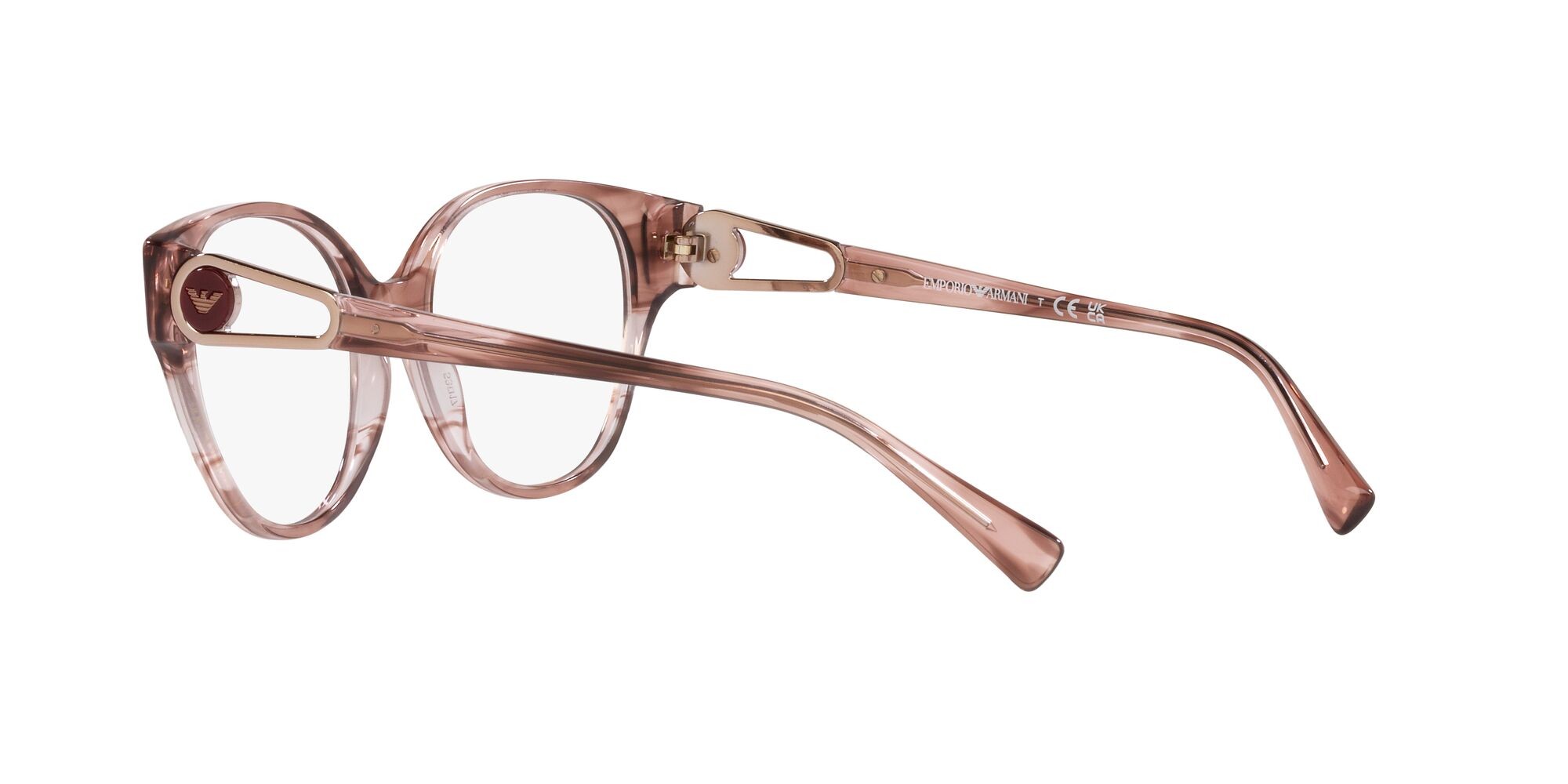 Brillen Emporio Armani EA 3211 (5021) farbe rosa brillante striato form rund gläser lente demo