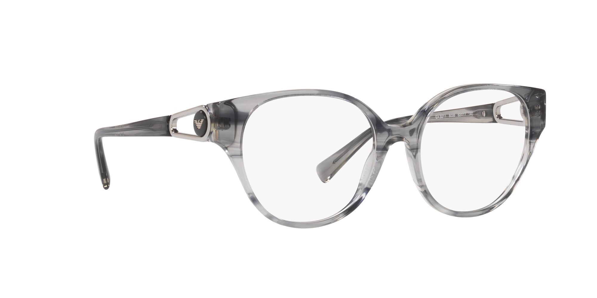 Brillen Emporio Armani EA 3211 (5035) farbe grigio striato lucido form rund gläser lente demo