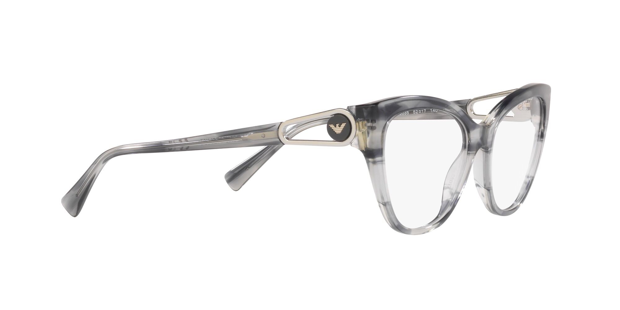 Brillen Emporio Armani EA 3212 (5035) farbe grigio striato lucido form cat-eye gläser lente demo
