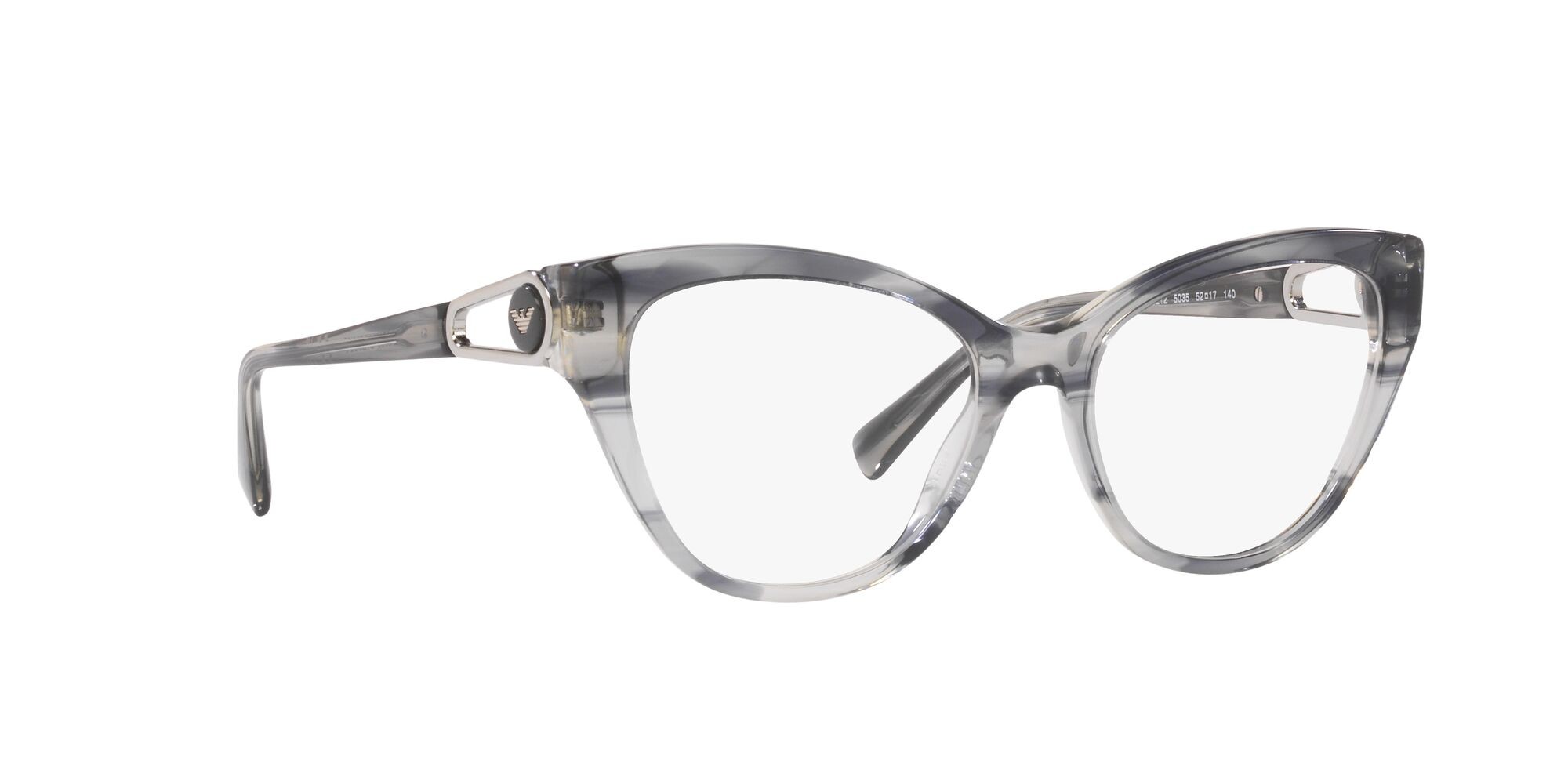 Brillen Emporio Armani EA 3212 (5035) farbe grigio striato lucido form cat-eye gläser lente demo