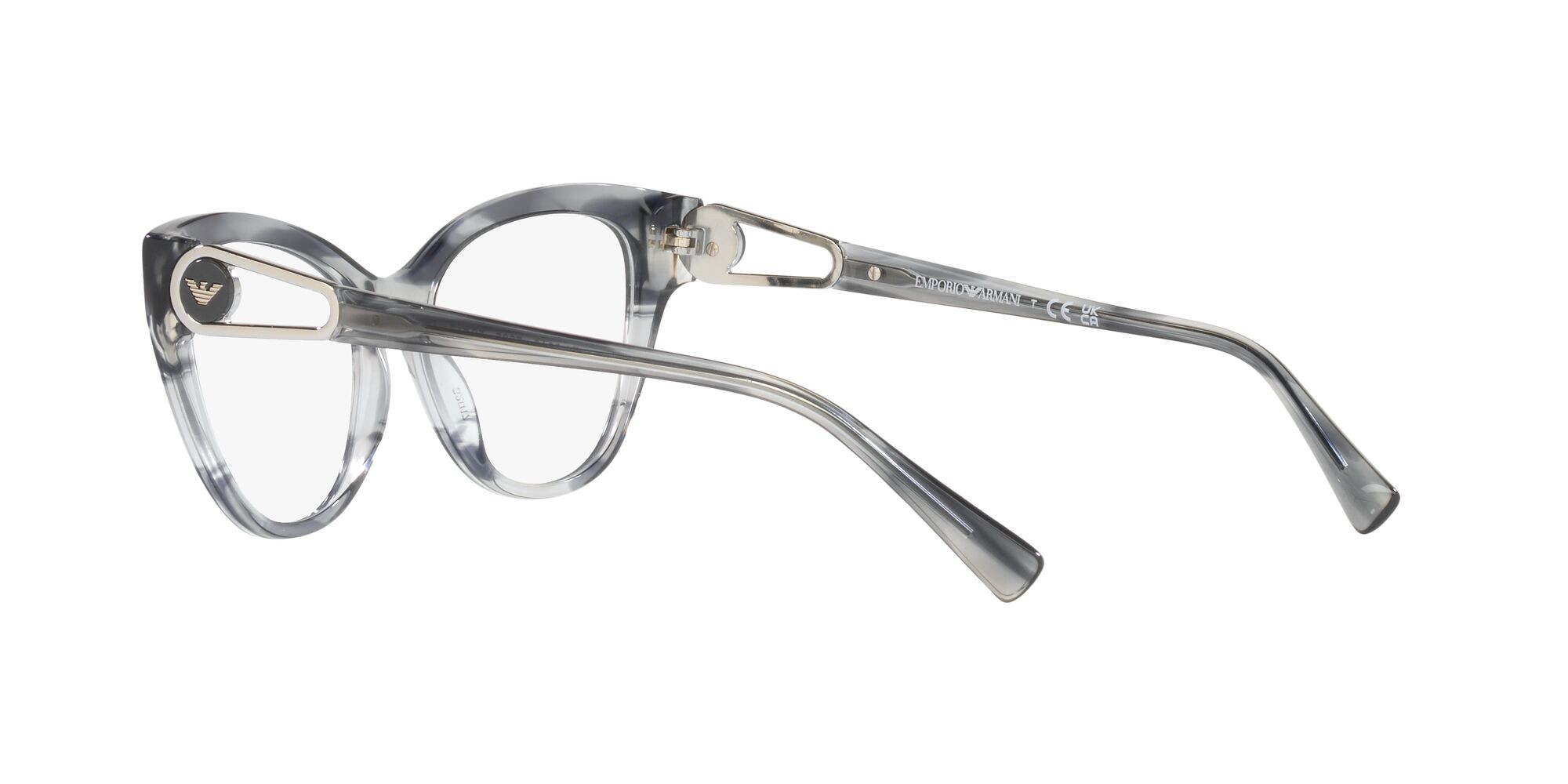 Brillen Emporio Armani EA 3212 (5035) farbe grigio striato lucido form cat-eye gläser lente demo