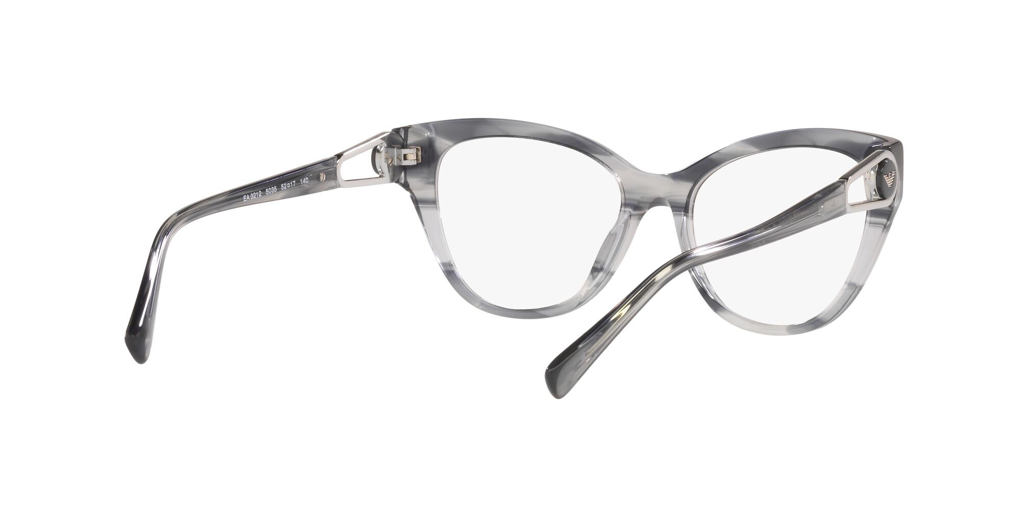 Brillen Emporio Armani EA 3212 (5035) farbe grigio striato lucido form cat-eye gläser lente demo