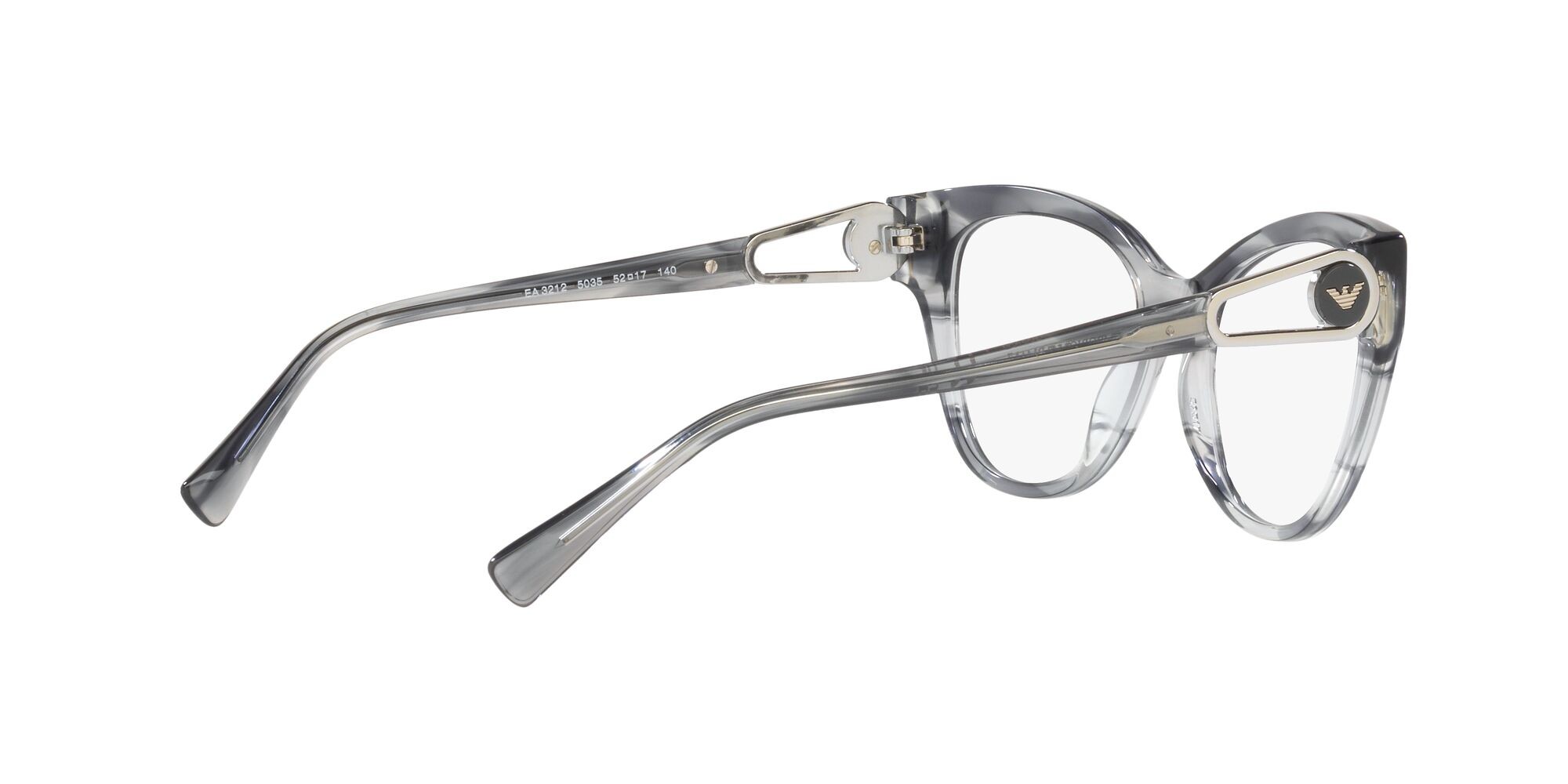Brillen Emporio Armani EA 3212 (5035) farbe grigio striato lucido form cat-eye gläser lente demo