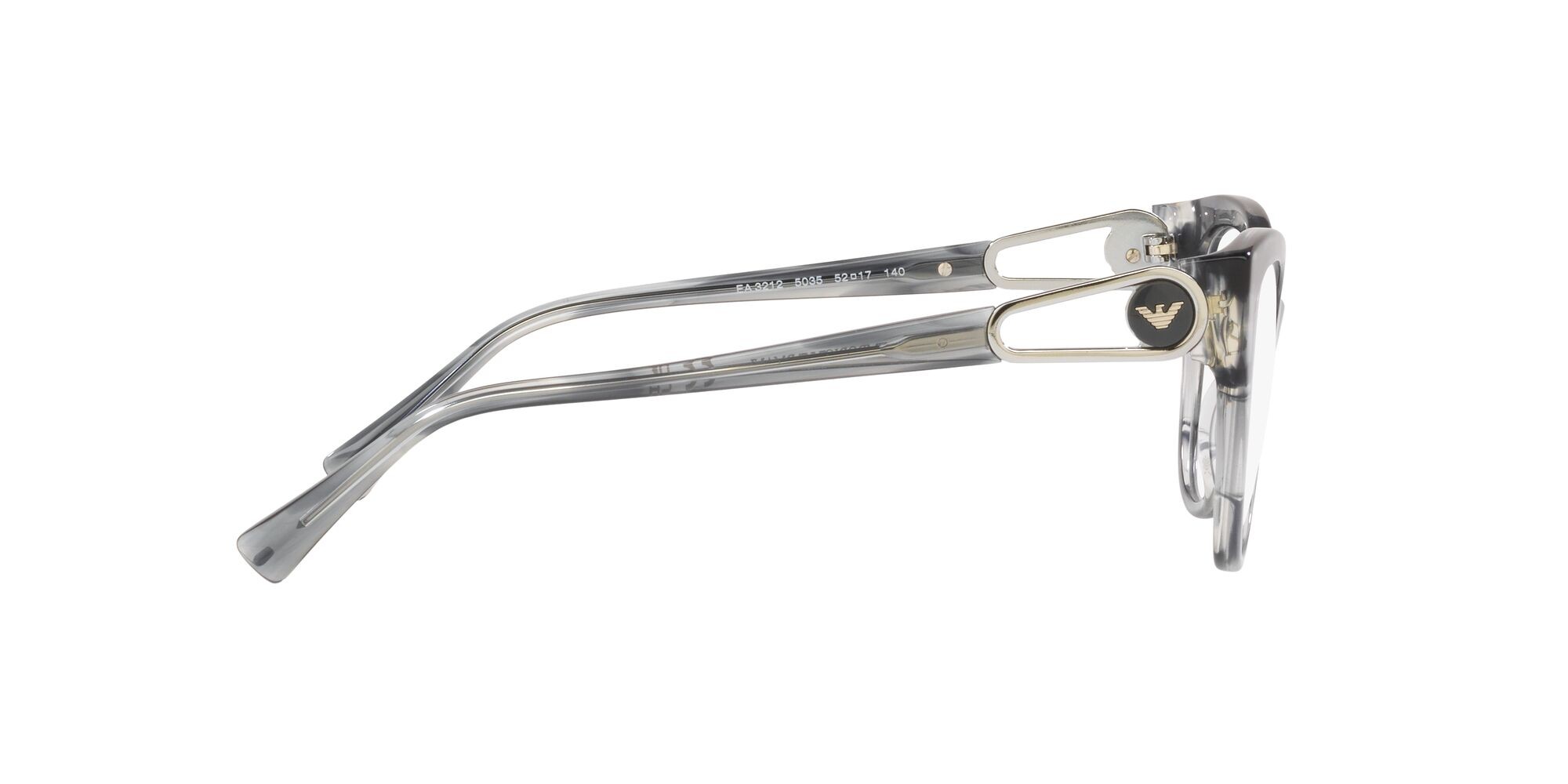 Brillen Emporio Armani EA 3212 (5035) farbe grigio striato lucido form cat-eye gläser lente demo