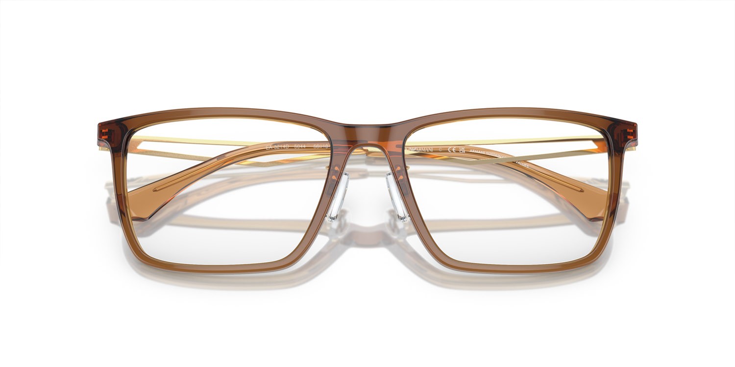 Brillen Emporio Armani EA 3214D (5044) farbe marrone trasparente lucido form quadratisch gläser lente demo