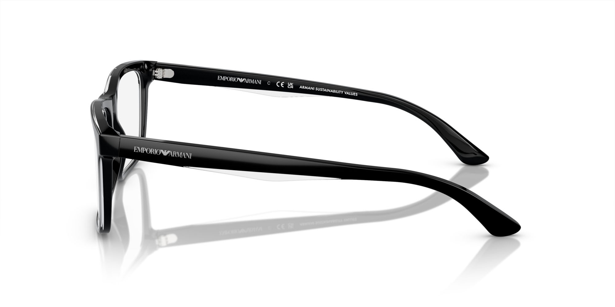 Occhiali da vista Emporio Armani EA 3227 (6051) colore nero lucido/cristallo top forma quadrato lenti lente demo