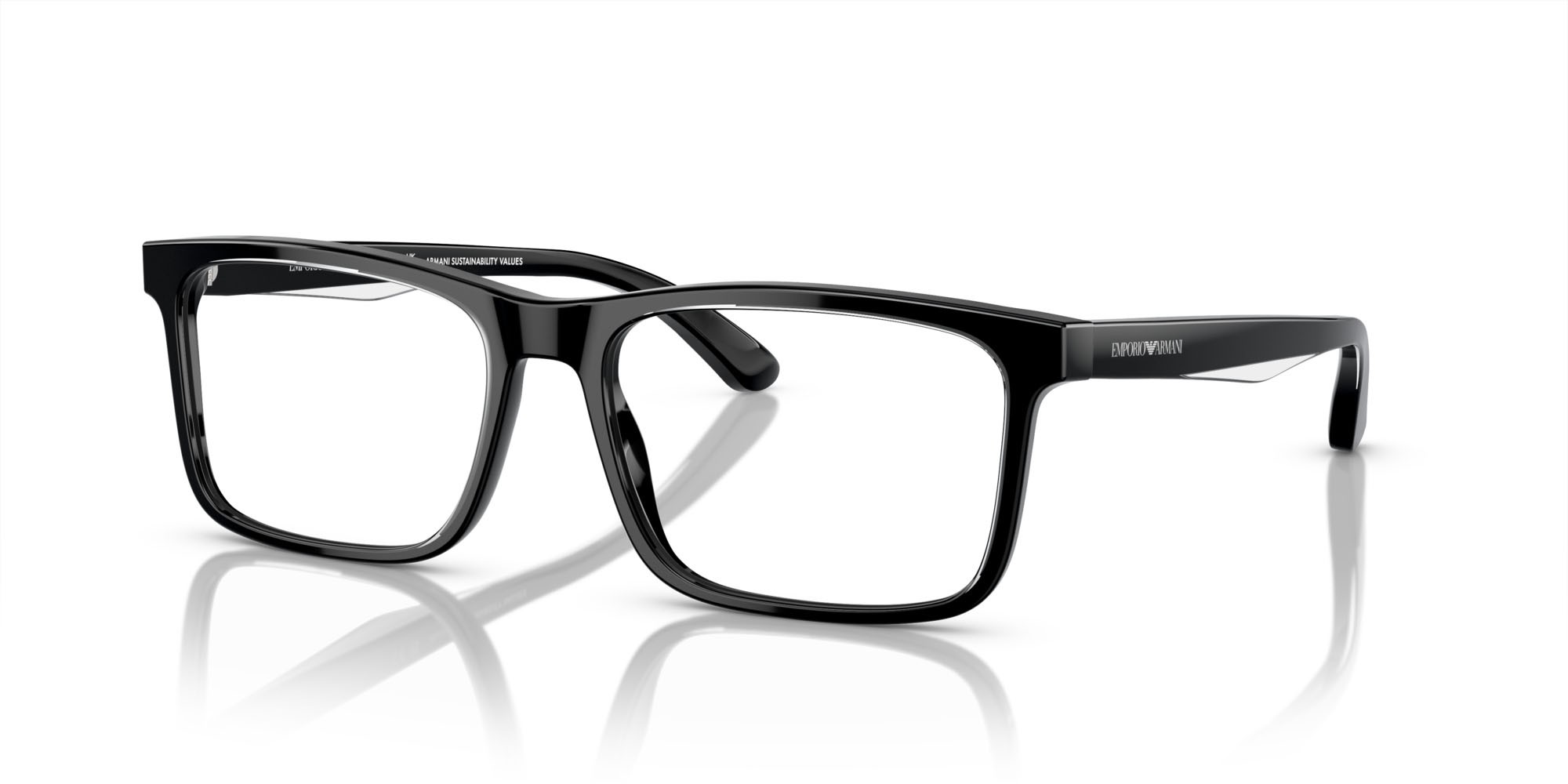 Occhiali da vista Emporio Armani EA 3227 (6051) colore nero lucido/cristallo top forma quadrato lenti lente demo