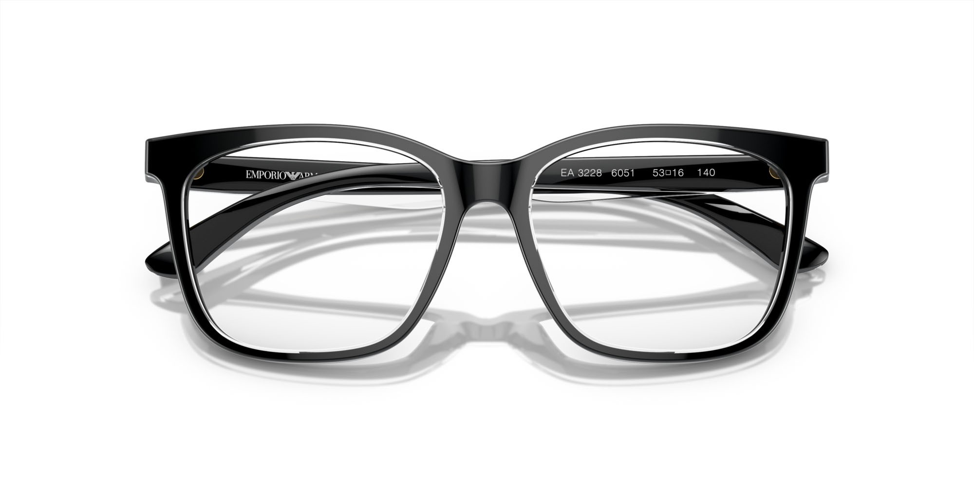 Occhiali da vista Emporio Armani EA 3228 (6051) colore nero lucido/cristallo top forma quadrato lenti lente demo