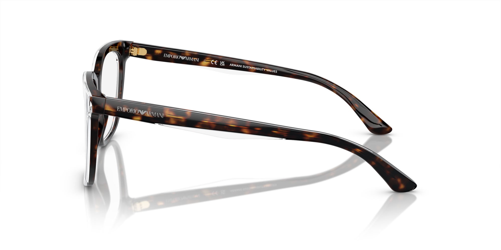 Eyeglasses Emporio Armani EA 3228 (6052) color havana lucido/cristallo top shape square lenses lente demo