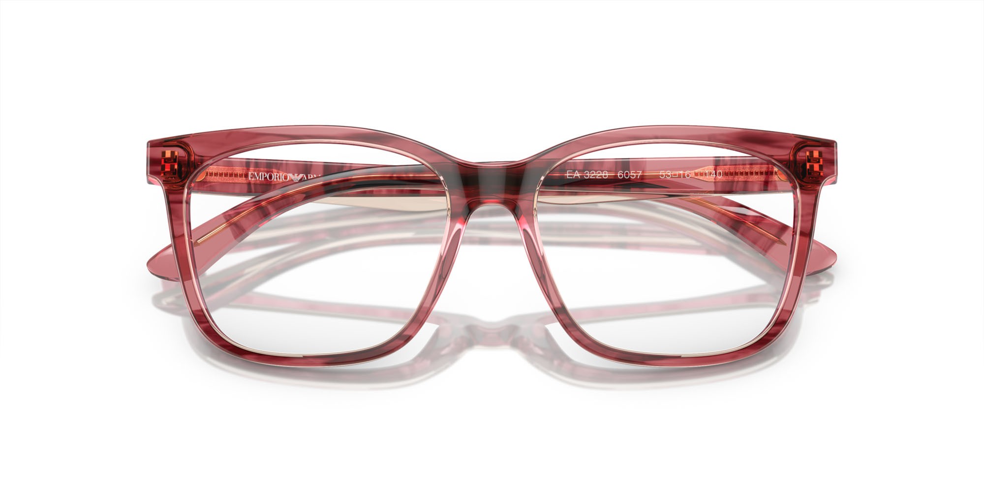 Eyeglasses Emporio Armani EA 3228 (6057) color bordeaux lucido/marrone chiaro top shape square lenses lente demo