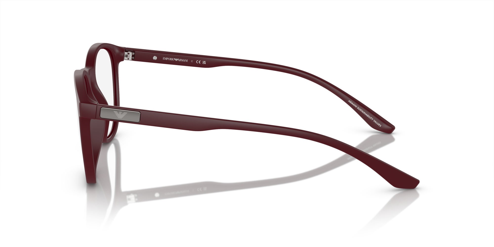 Brillen Emporio Armani EA 3229 (5261) farbe bordeaux opaco form pantos gläser lente demo