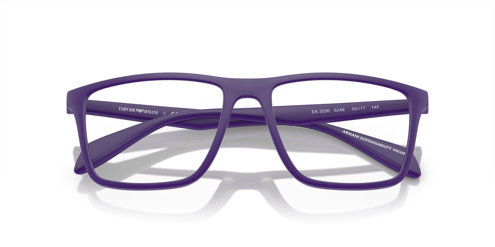 Brillen Emporio Armani EA 3230 (5246) farbe violetto opaco form quadratisch gläser lente demo