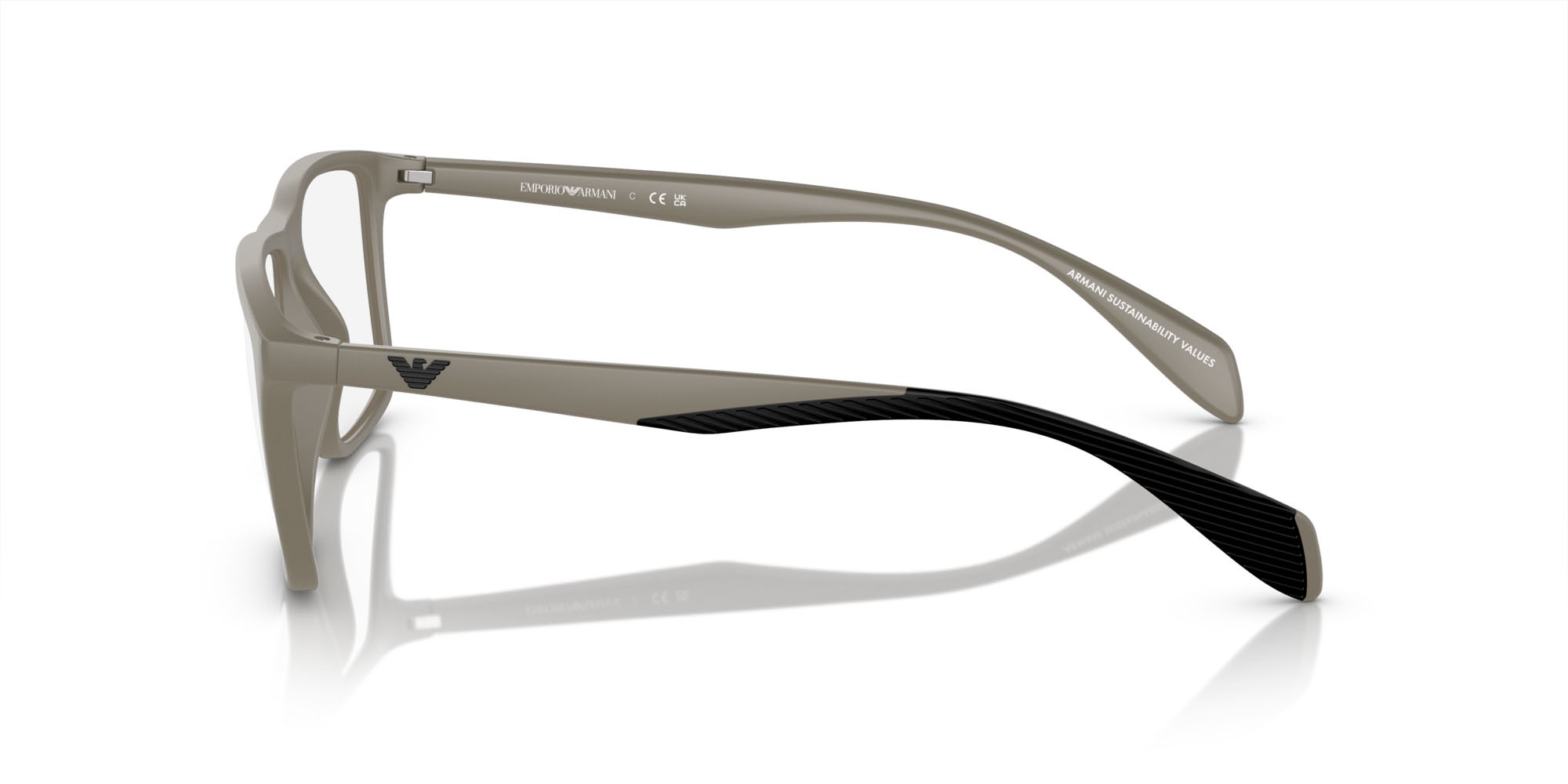 Brillen Emporio Armani EA 3230 (5437) farbe fango opaco form quadratisch gläser lente demo