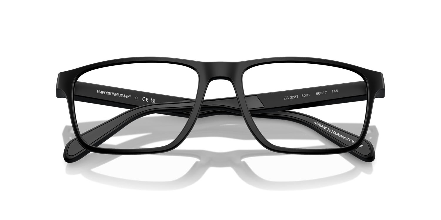 Occhiali da vista Emporio Armani EA 3233 (5001) colore nero opaco forma rettangolare lenti lente demo