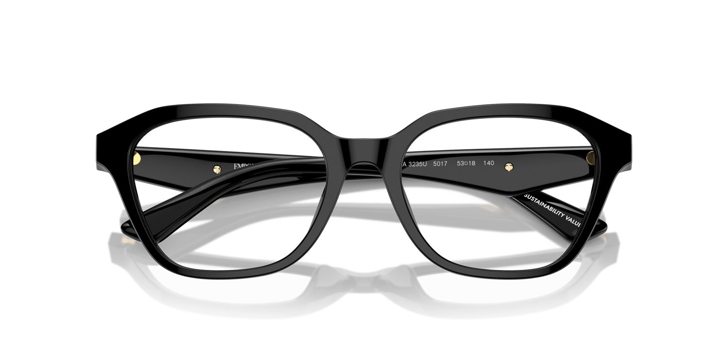 Occhiali da vista Emporio Armani EA 3235U (5017) colore nero lucido forma irregolare lenti lente demo