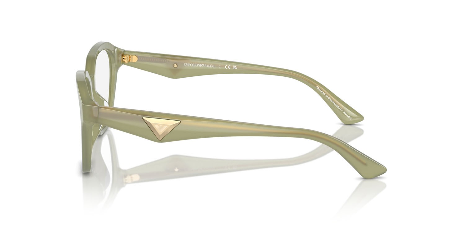 Eyeglasses Emporio Armani EA 3235U (6116) color verde opalino brillante shape irregular lenses lente demo