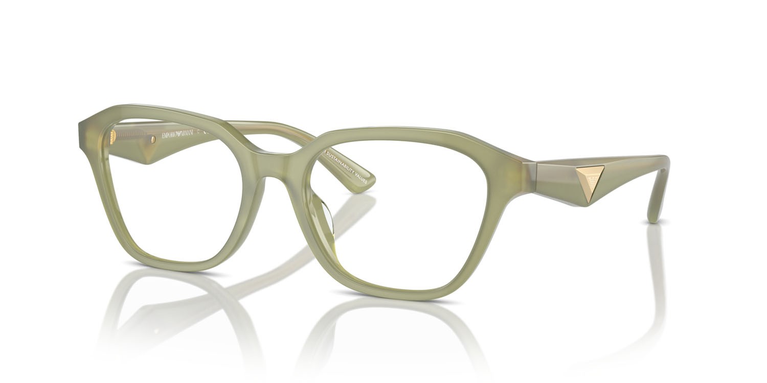 Eyeglasses Emporio Armani EA 3235U (6116) color verde opalino brillante shape irregular lenses lente demo