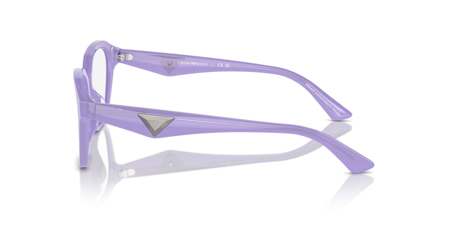 Eyeglasses Emporio Armani EA 3235U (6117) color violetto opalino brillante shape irregular lenses lente demo
