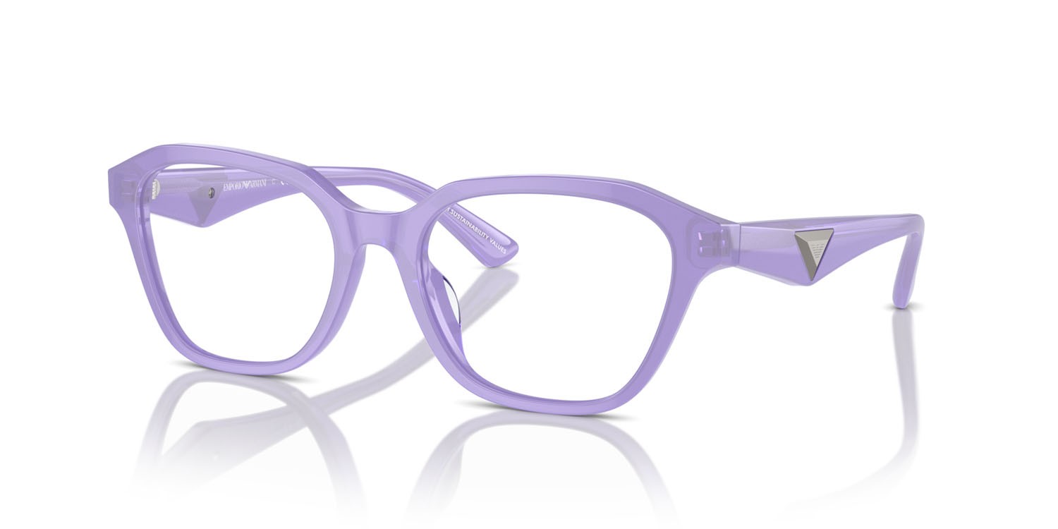 Eyeglasses Emporio Armani EA 3235U (6117) color violetto opalino brillante shape irregular lenses lente demo