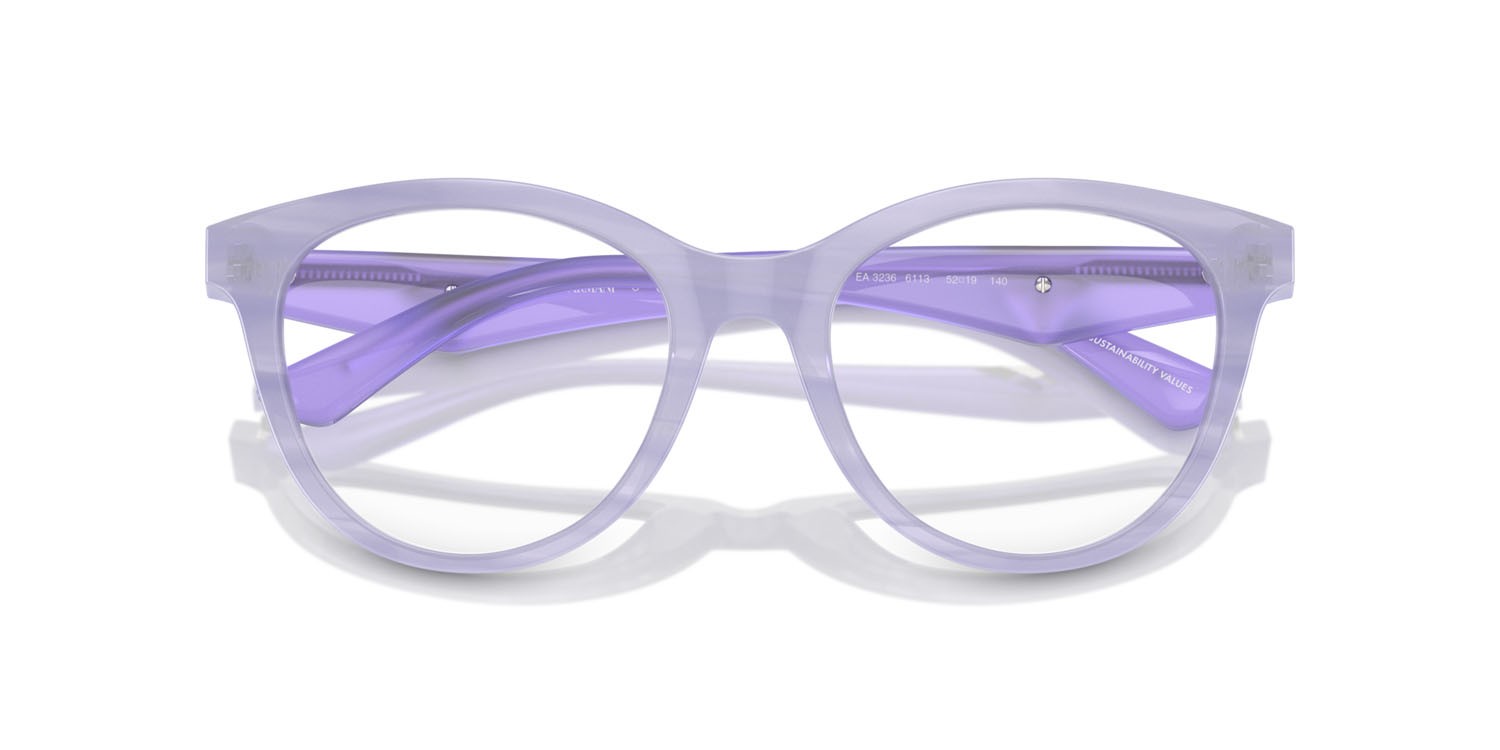 Eyeglasses Emporio Armani EA 3236 (6113) color shiny striped lilac shape cat eye lenses lente demo