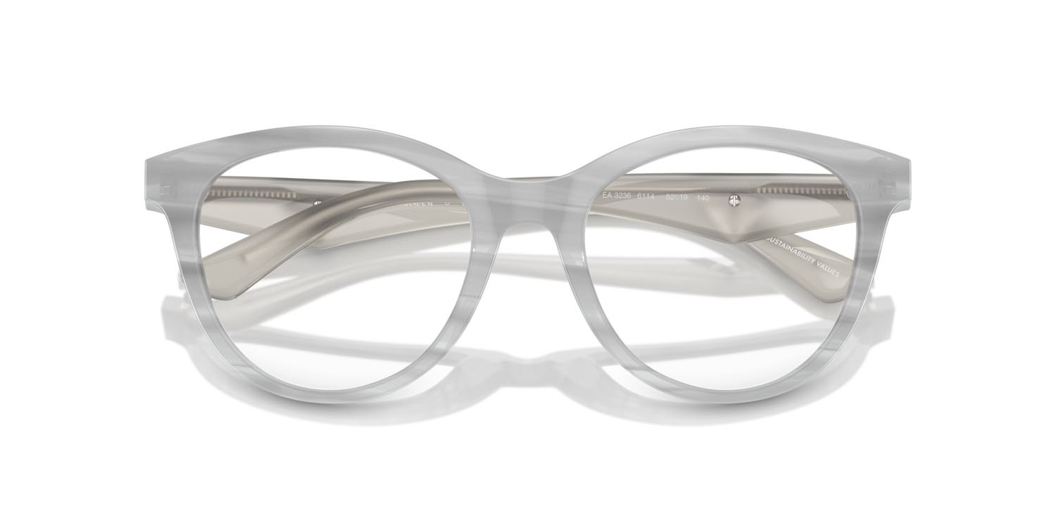 Eyeglasses Emporio Armani EA 3236 (6114) color grigio striato lucido shape cat eye lenses lente demo