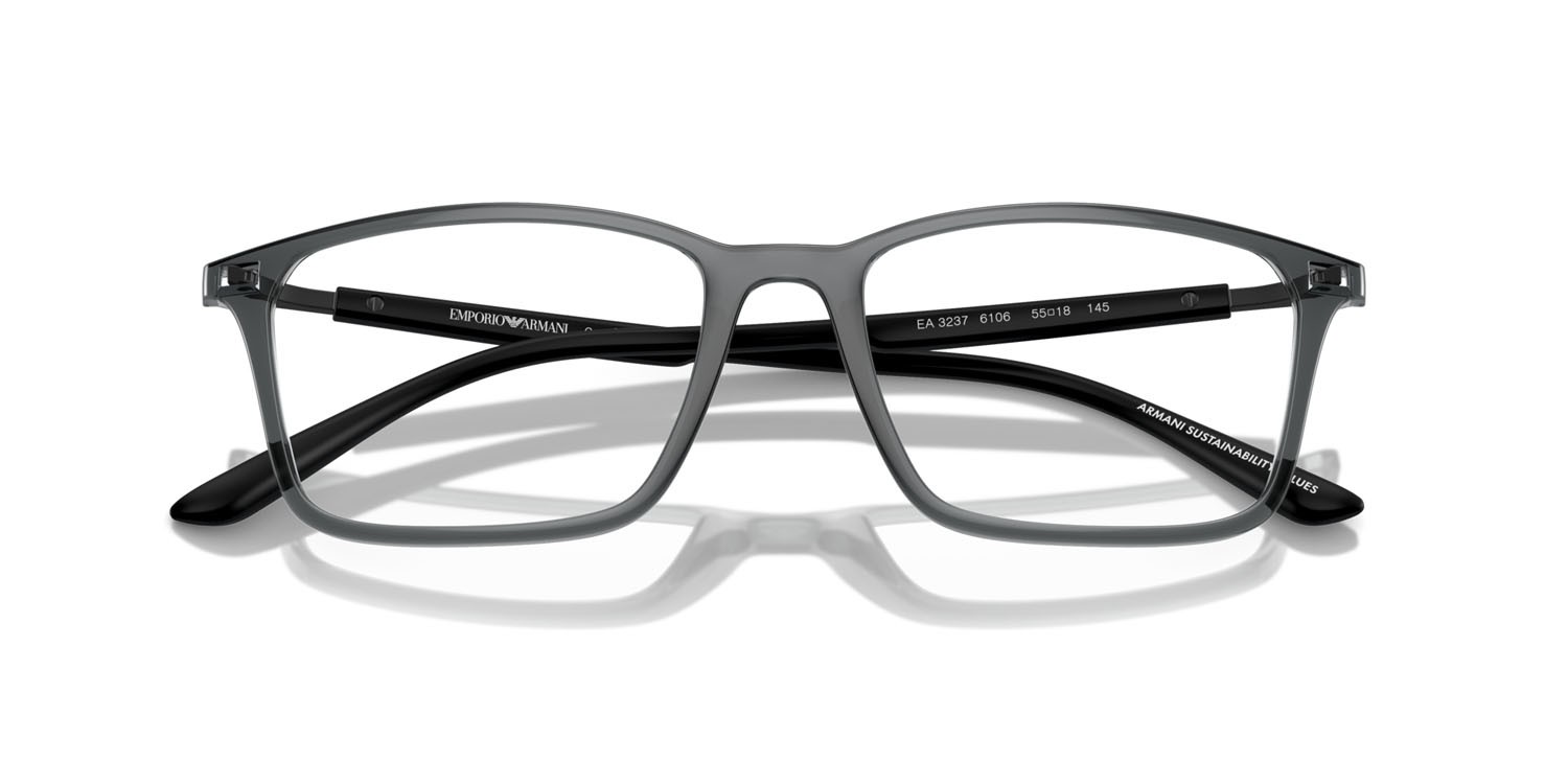 Occhiali da vista Emporio Armani EA 3237 (6106) colore shiny transparent black forma rettangolare lenti lente demo