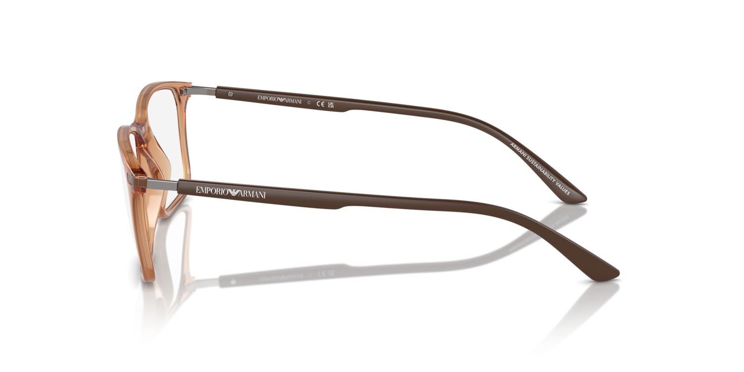 Occhiali da vista Emporio Armani EA 3237 (6110) colore marrone trasparente lucido forma rettangolare lenti lente demo